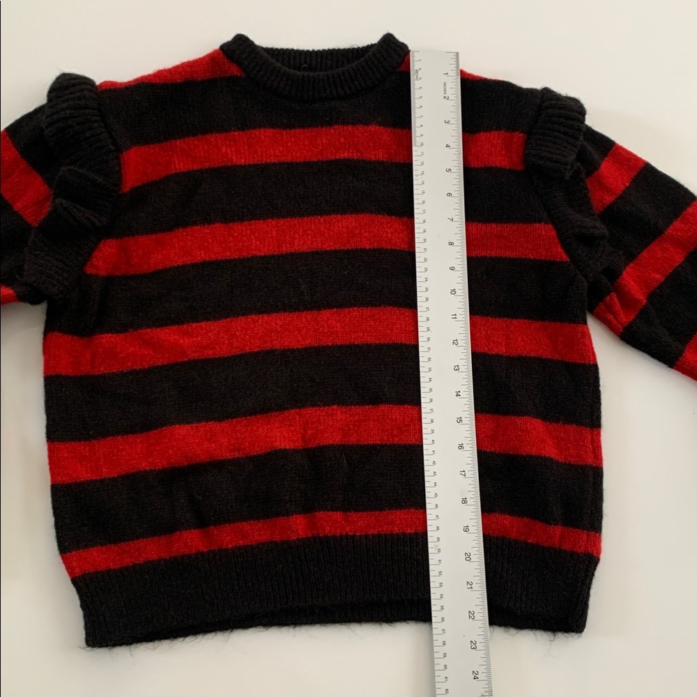 Zara Red/Black Striped Mohair Knit Sweater Detachable Tulle Collar NWT S - Picture 15 of 15
